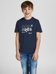 Детская футболка JACK & JONES 12206162*02, тёмно-синяя 5715217249511 цена и информация | Рубашки для мальчиков | 220.lv