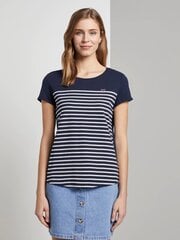 Женская футболка Tom Tailor 1017275*22701, тёмно-синяя /белая 4063421038102 цена и информация | Футболка женская | 220.lv