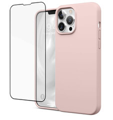 Komplekts-aizsargvāciņš silikona Apple iPhone 13 Pro SoundBerry(real liquid silicone), rozā + aizsargstikls Superior 5D цена и информация | Чехлы для телефонов | 220.lv