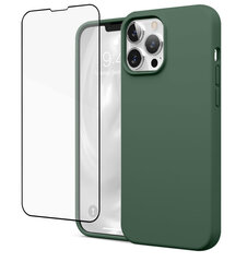 Силиконовый чехол SoundBerry для Apple iPhone 13 (real liquide silicone), space grey + защита из закаленного стекла Superior 5D цена и информация | Чехлы для телефонов | 220.lv