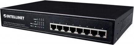 Pārveidotājs Intellinet Gigabit switch 8X 10/100/1000 RJ45 PoE+ 140W 19" rack цена и информация | Komutatori (Switch) | 220.lv