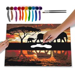 Картина для рисования по номерам - Жизнь слонов цена и информация | Живопись по номерам | 220.lv