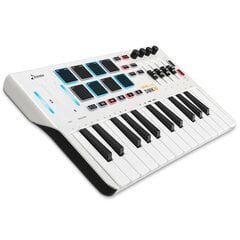 Donner DMK 25 Контроллер MIDI-клавиатуры Музыкальный мини-ключ с 8 барабанными пэдами с подсветкой, 4 регуляторами 4 фейдерами управления MIDI-контроллером BLACK цена и информация | Клавишные музыкальные инструменты | 220.lv