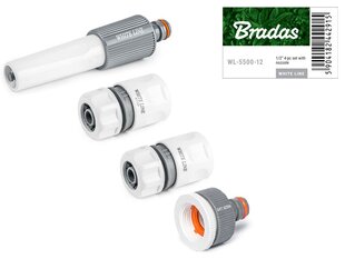 4 daļu komplekts laistīšanas šļūtenēm 1/2" Bradas WHITE LINE цена и информация | Оборудование для полива | 220.lv