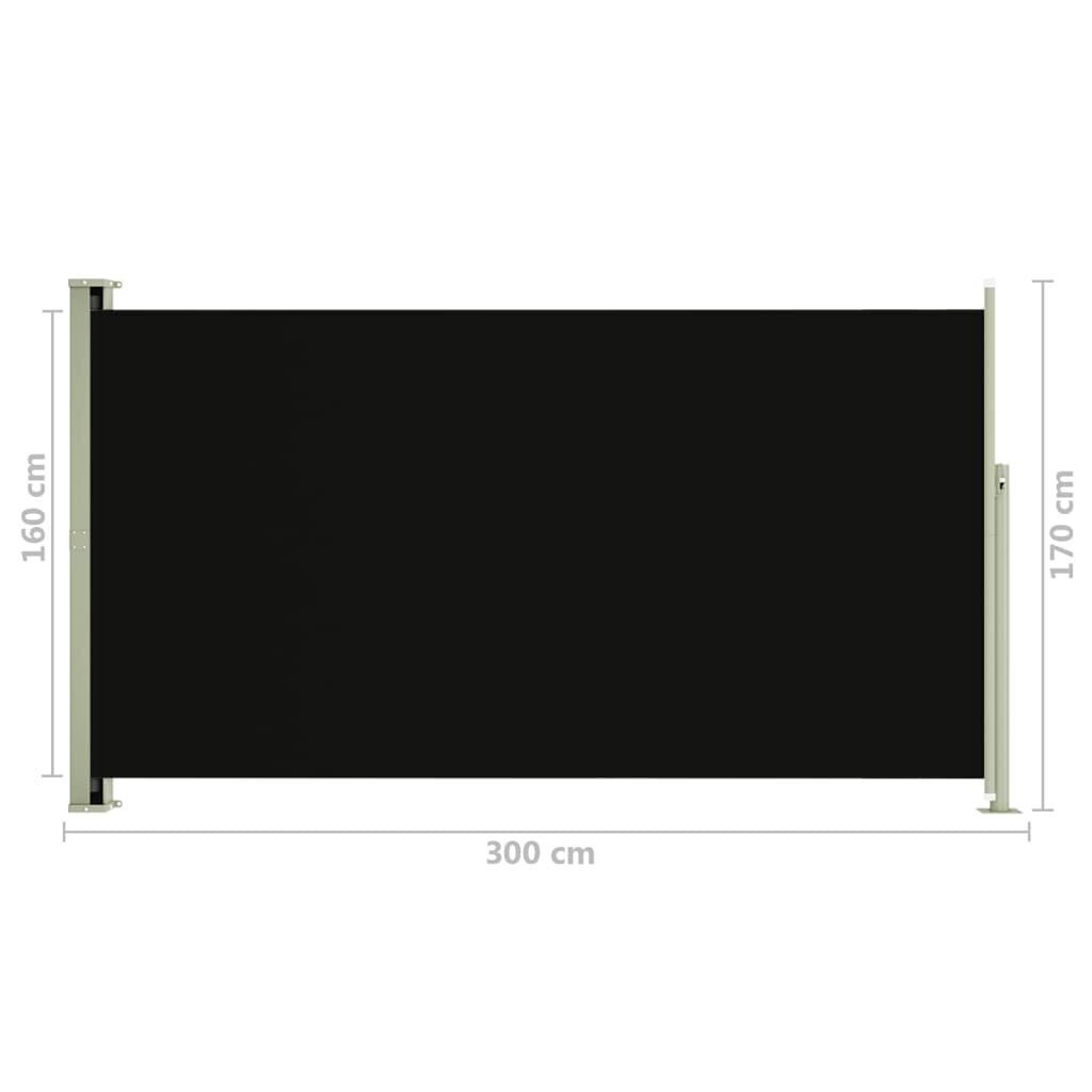 vidaXL izvelkama sānu markīze, 170x300 cm, melna cena un informācija | Saulessargi, markīzes un statīvi | 220.lv