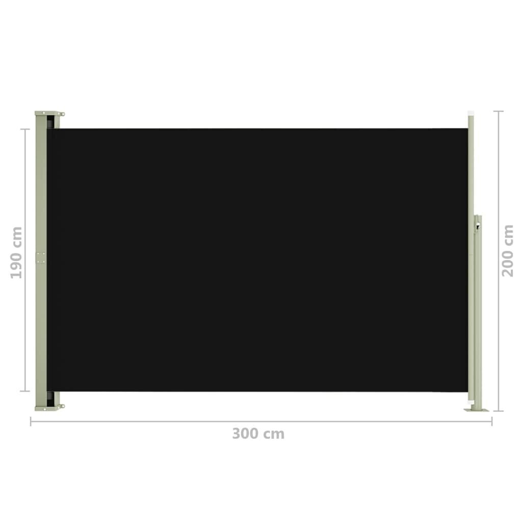 vidaXL izvelkama sānu markīze, 200x300 cm, melna cena un informācija | Saulessargi, markīzes un statīvi | 220.lv