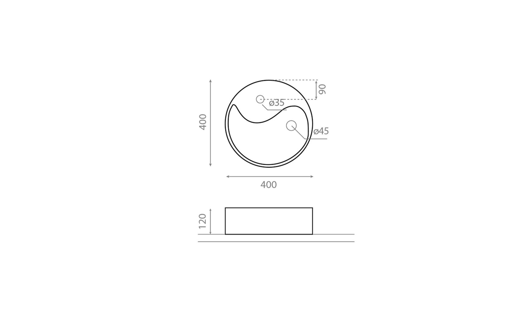 Bathco apaļa izlietne YIN YANG 40X14cm cena un informācija | Izlietnes | 220.lv