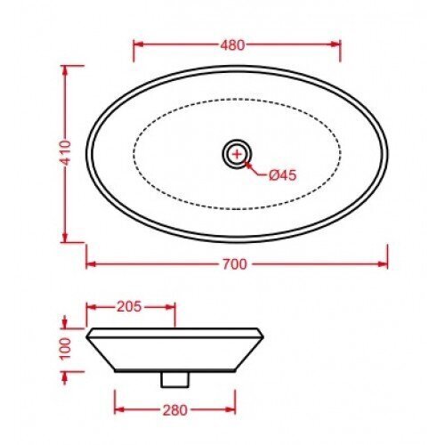 ArtCeram keramiskā izlietne L910,70X40, OVAL L910 cena un informācija | Izlietnes | 220.lv