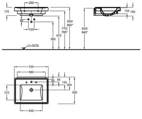 Keramag ERA keramiskā izlietne 700x550mm, balta 128870-000 cena un informācija | Izlietnes | 220.lv