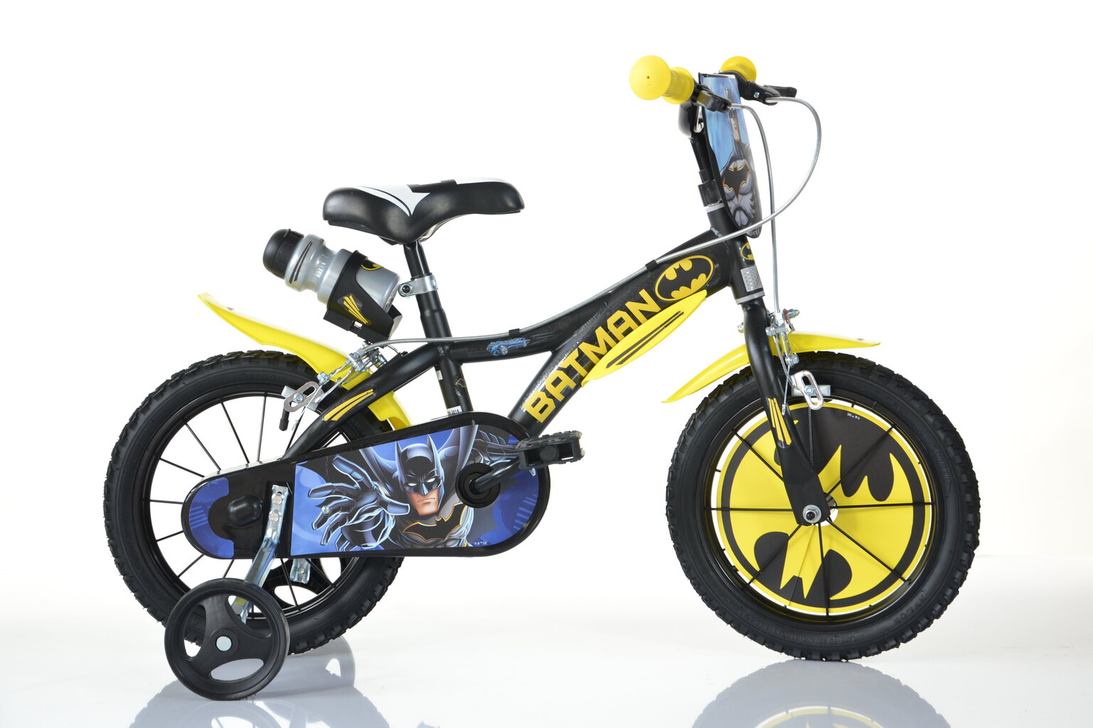 Velosipēds bērniem Dino bikes Batman 16", melns/dzeltens цена и информация | Velosipēdi | 220.lv