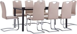 vidaXL virtuves galds un 8 krēsli, kapučīno krāsas mākslīgā āda cena un informācija | Ēdamistabas komplekti | 220.lv