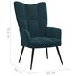 vidaXL atpūtas krēsls ar kāju balstu, zils samts cena un informācija | Atpūtas krēsli | 220.lv