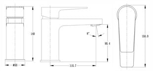 Хромированный смеситель для раковины MAGMA Bērzupe MG2660-MH чёрный цена и информация | Смесители | 220.lv