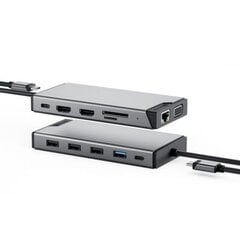 ALOGIC Dual USB-C Super Hub Koncentrators 10-in-1 Dual HDMI 4K @ 60 Hz, pelēks цена и информация | Адаптеры и USB разветвители | 220.lv