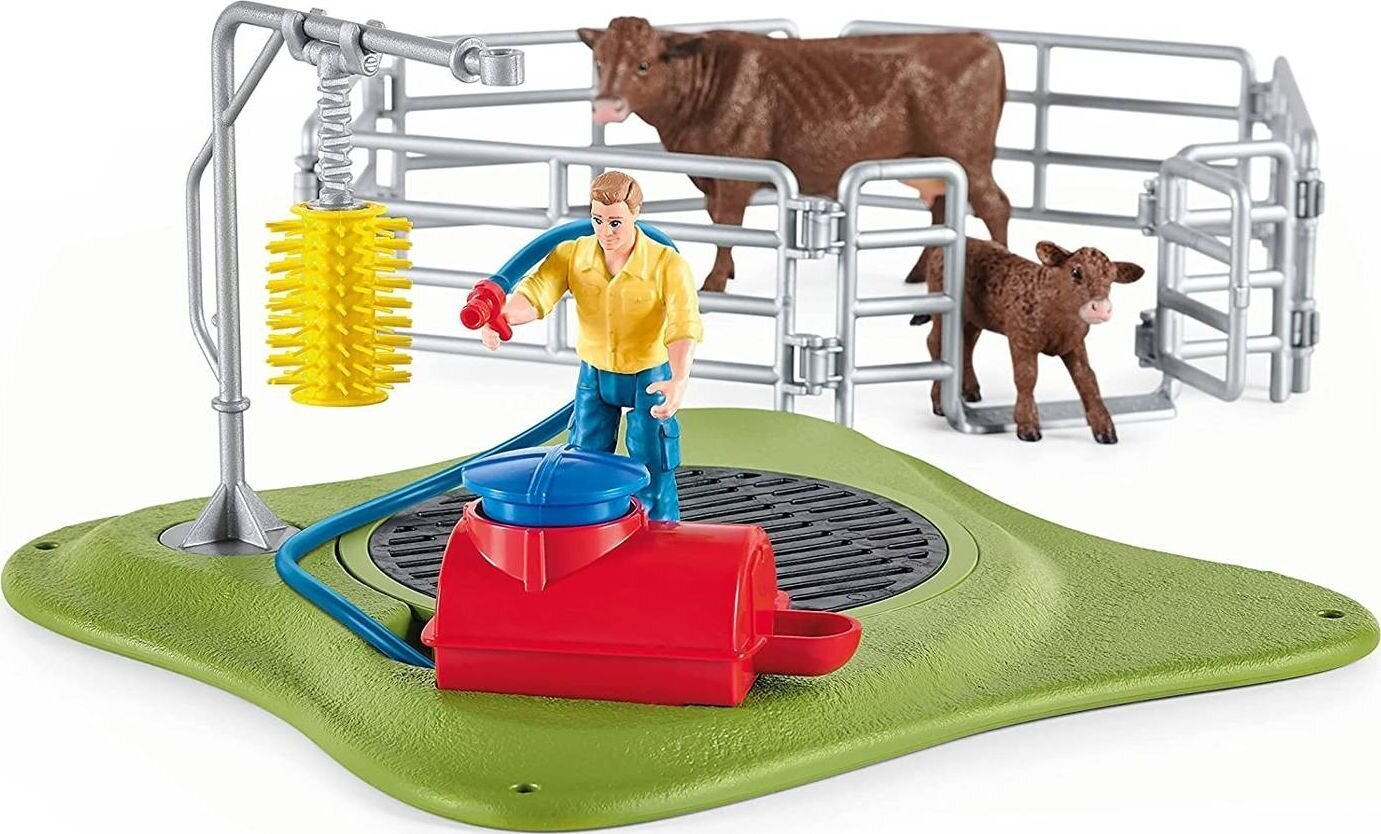 Figūriņu komplekts Govju mazgāšanas zona Schleich Farm World, 42529 цена и информация | Rotaļlietas zēniem | 220.lv