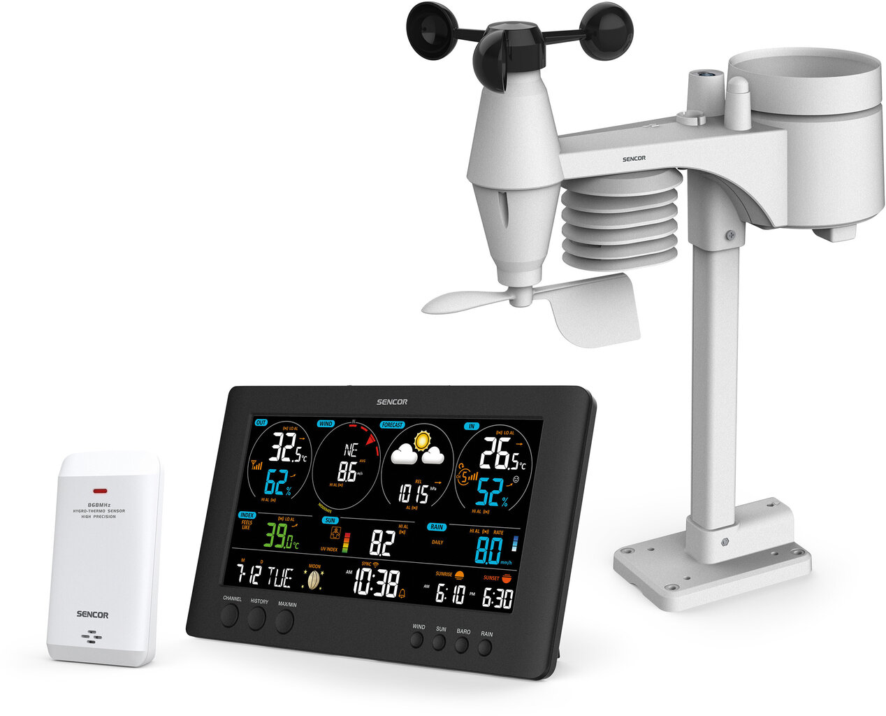 Profesionāla meteoroloģiskā stacija Sencor SWS 12500 WIFI, 7in1 cena un informācija | Meteostacijas, āra termometri | 220.lv