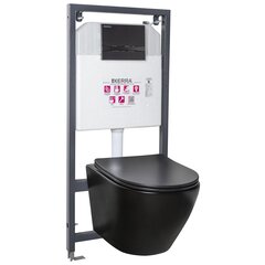 WC zemapmetuma komplekts Kerra Delos BLM/Adriatic Black ar tualetes podu un pogu cena un informācija | Tualetes podi | 220.lv