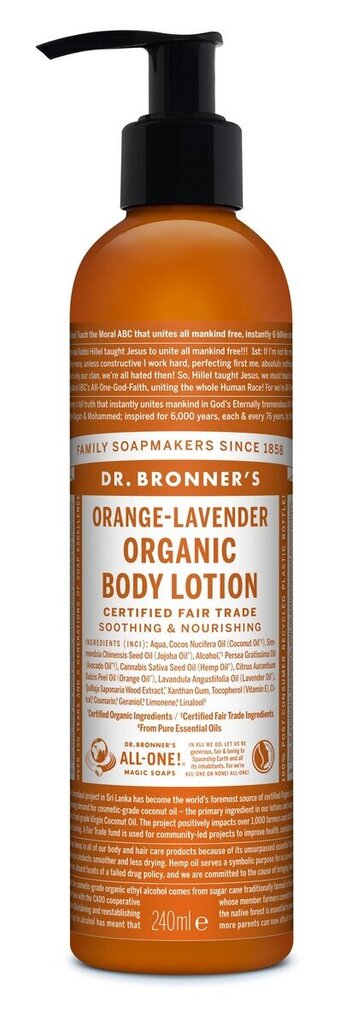 Organiskais losjons Dr. Bronner's Orange-Lavender, 240 ml cena un informācija | Ķermeņa krēmi, losjoni | 220.lv