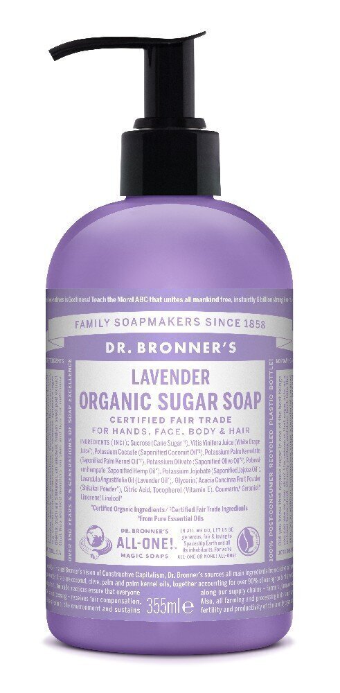 Organiskās cukura ziepes Dr. Bronner Lavender 355 ml cena un informācija | Ziepes | 220.lv