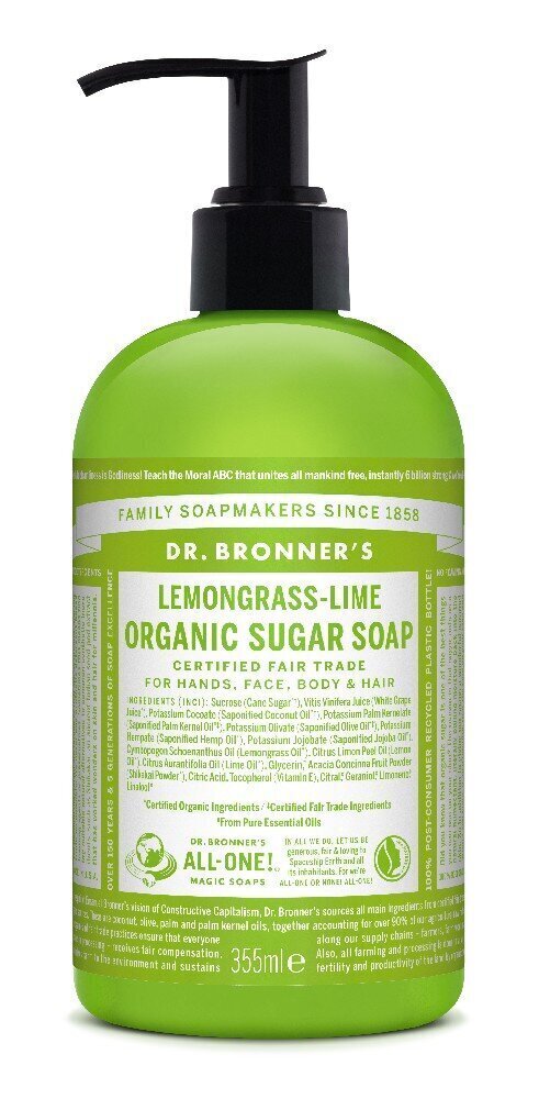 Organiskās cukura ziepes Dr. Bronner's Lemongrass-Lime 355 ml cena un informācija | Ziepes | 220.lv