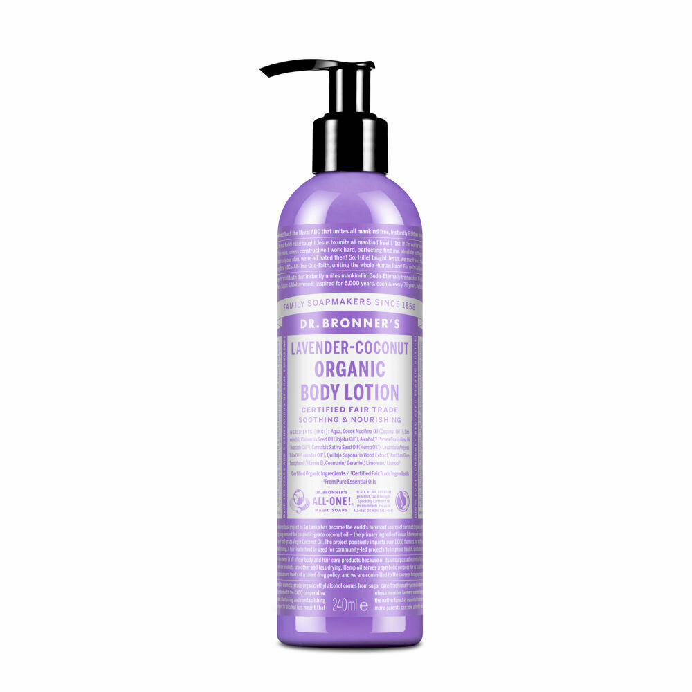 Organiskais losjons Dr. Bronner's Lavender-Coconut, 240 ml cena un informācija | Ķermeņa krēmi, losjoni | 220.lv