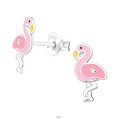 Sudraba auskari ar emaljas krāsām, rozā Flamingo A4S43170 цена и информация | Аксессуары для детей | 220.lv