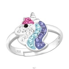 Регулируемое серебряное кольцо для детей, сине-фиолетовый Единорог A4S42112 цена и информация | Аксессуары для детей | 220.lv