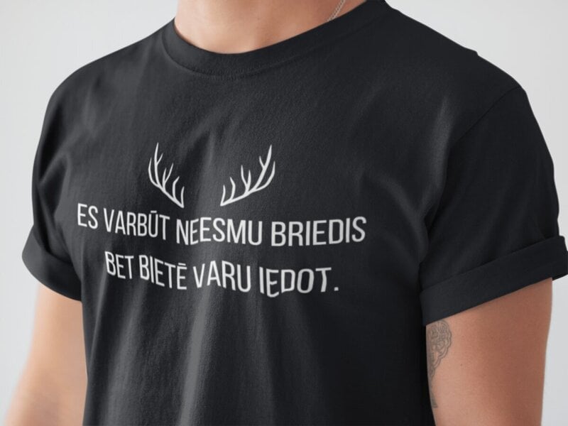 Vīriešu T-krekls ar apdruku - "Es varbūt neesmu Briedis" cena | 220.lv
