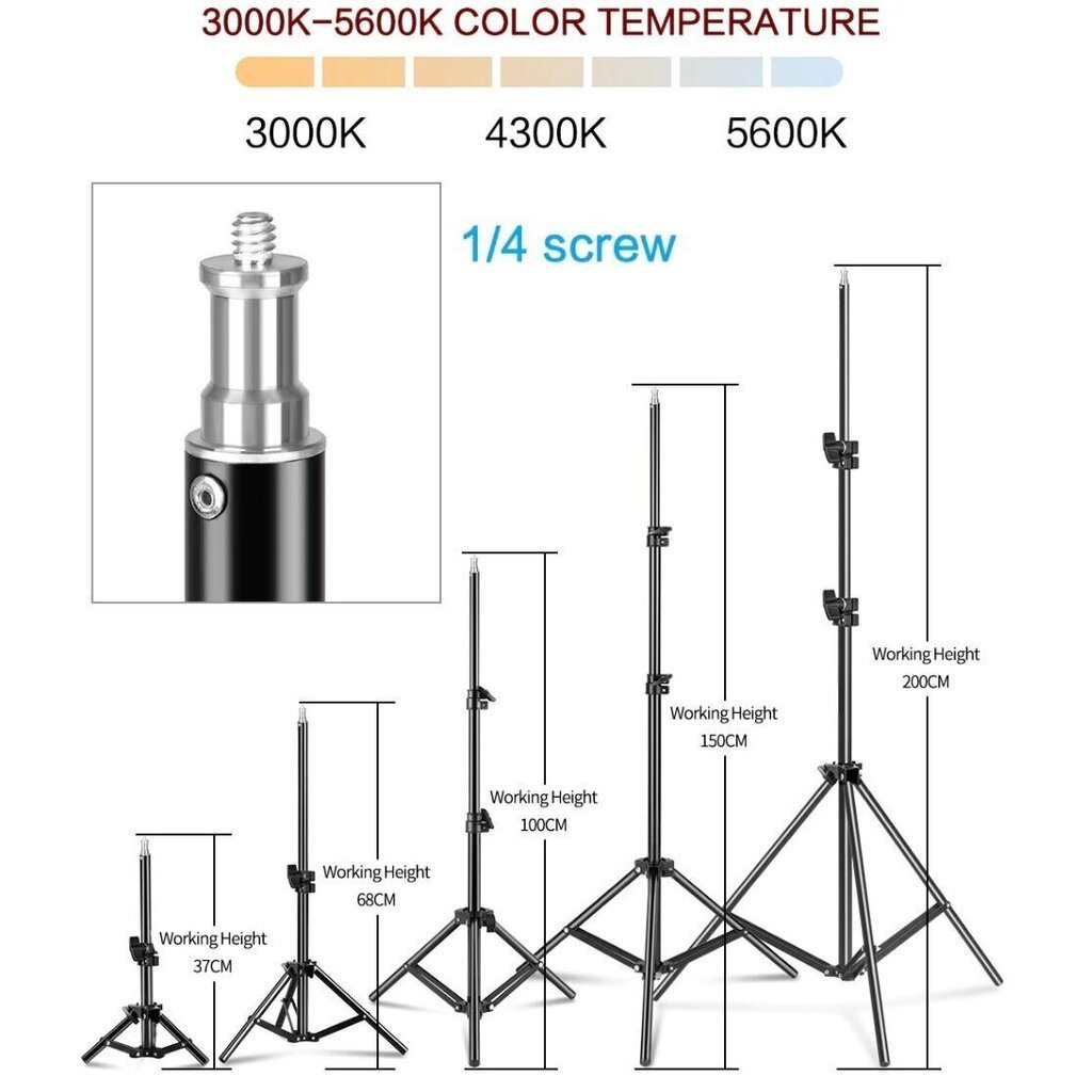 LED gredzenveida lampa ar statīvu, 26 cm cena un informācija | Apgaismojums fotografēšanai | 220.lv