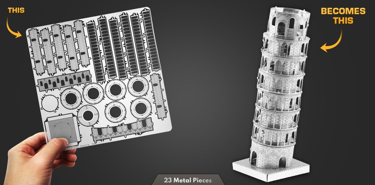 3D puzle Metal Earth Pizas tornis cena un informācija | Puzles, 3D puzles | 220.lv