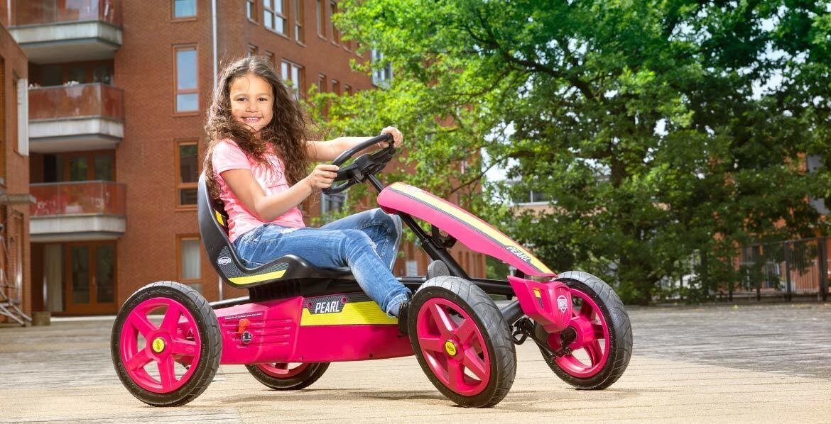 BERG Gokart Rally Pearl Pink, piepūšamie riteņi, 4-12 gadiem līdz 60 kg cena un informācija | Rotaļlietas zēniem | 220.lv
