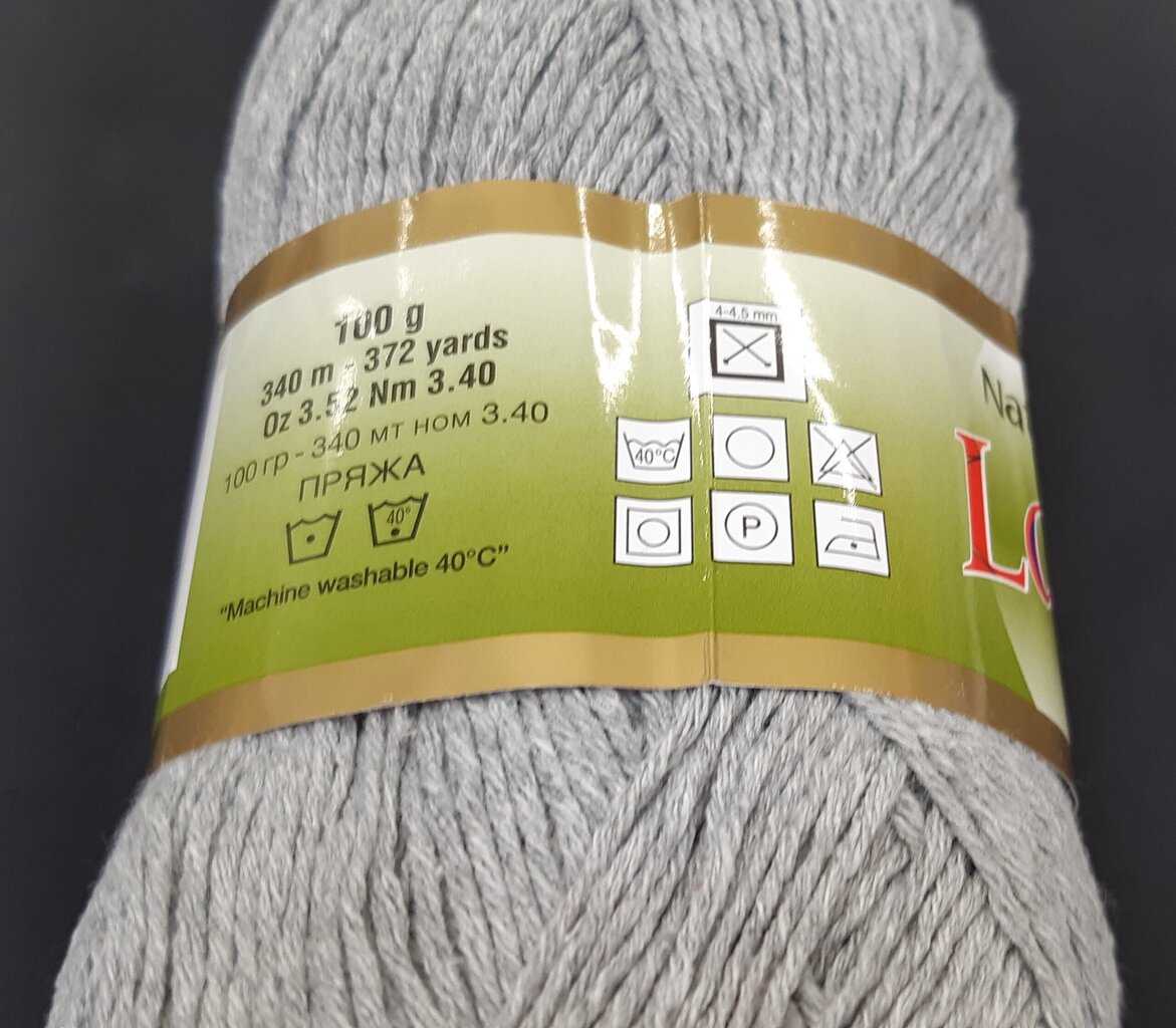 Adīšanas dzija Lanoso Natural Cotton; krāsa pelēka 952PIL cena un informācija | Adīšana | 220.lv