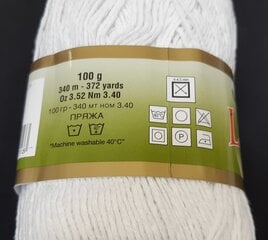 Пряжа для вязания Lanoso Natural Cotton, цвет белый 955LA цена и информация | Принадлежности для вязания | 220.lv