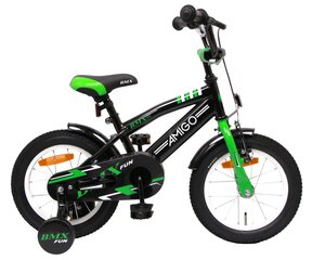 Bērnu velosipēds Amigo BMX Fun, 14”, melns/Zaļš cena un informācija | Velosipēdi | 220.lv