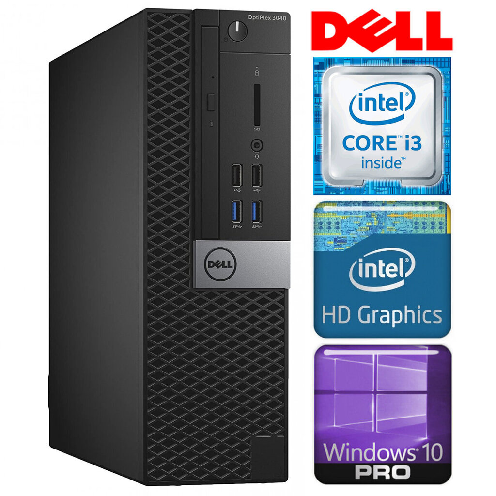 DELL 3040 SFF i3-6100 16GB 240SSD+1TB WIN10Pro cena un informācija | Stacionārie datori | 220.lv