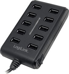 LOGILINK - 10-Port USB2.0 Hub with switch ON / OFF цена и информация | Адаптеры и USB разветвители | 220.lv