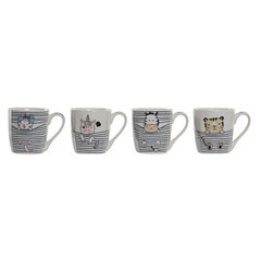 Krūze DKD Home Decor Zils Balts Porcelāns Bone China (11.5 x 8.5 x 9 cm) (300 ml) (4 pcs) cena un informācija | Glāzes, krūzes, karafes | 220.lv