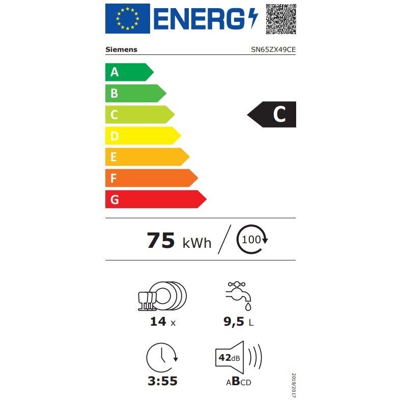 Siemens SN65ZX49CE cena un informācija | Trauku mazgājamās mašīnas | 220.lv