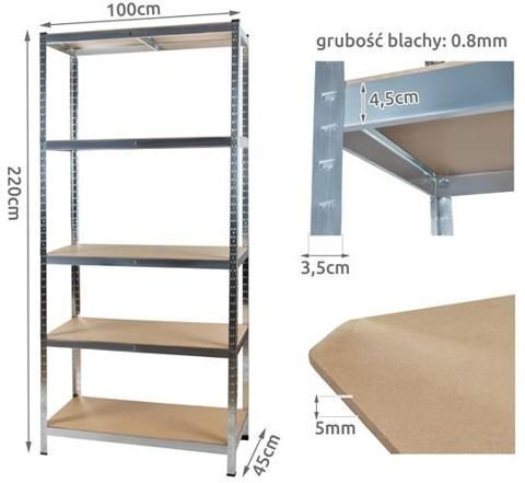 Uzglabāšanas plaukts 220 x 100 cm, 1000 kg cena un informācija | Saimniecības plaukti | 220.lv