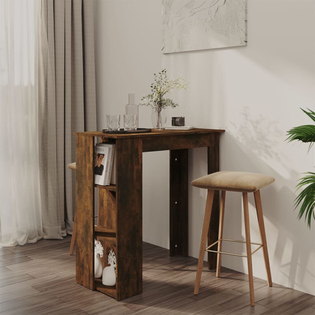 vidaXL bāra galds ar plauktu, ozolkoka krāsa, 102x50x103,5 cm цена и информация | Virtuves galdi, ēdamgaldi | 220.lv