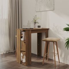 vidaXL bāra galds ar plauktu, brūna ozolkoka krāsa, 102x50x103,5 cm cena un informācija | Virtuves galdi, ēdamgaldi | 220.lv