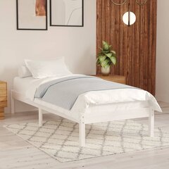 vidaXL gultas rāmis, balts, priedes masīvkoks, 75x190 cm cena un informācija | Gultas | 220.lv