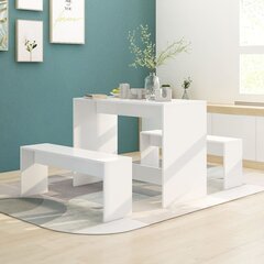 vidaXL 3-daļīgs virtuves mēbeļu komplekts, balts, skaidu plāksne цена и информация | Комплекты мебели для столовой | 220.lv