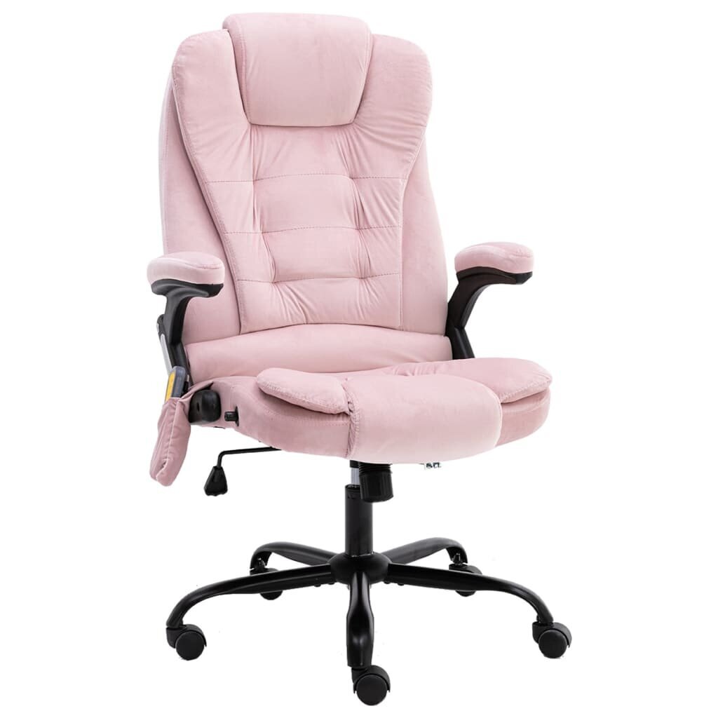 vidaXL biroja masāžas krēsls, rozā samts cena un informācija | Biroja krēsli | 220.lv