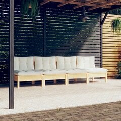 vidaXL 4-vietīgs dārza dīvāns ar krēmkrāsas spilveniem, priedes koks cena un informācija | Dārza krēsli | 220.lv