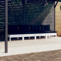 vidaXL 4-vietīgs dārza dīvāns ar antracītpelēkiem spilveniem, priede цена и информация | Садовые стулья, кресла, пуфы | 220.lv