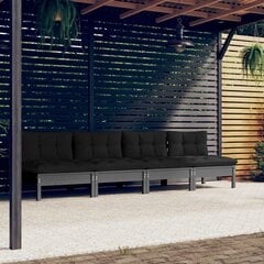 Четырехместный садовый диван с подушками цвета антрацит, массив сосны цена и информация | скамейка со столиком | 220.lv