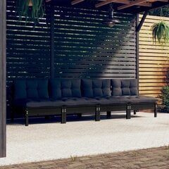 vidaXL 4-vietīgs dārza dīvāns ar antracītpelēkiem spilveniem, priede cena un informācija | Dārza krēsli | 220.lv