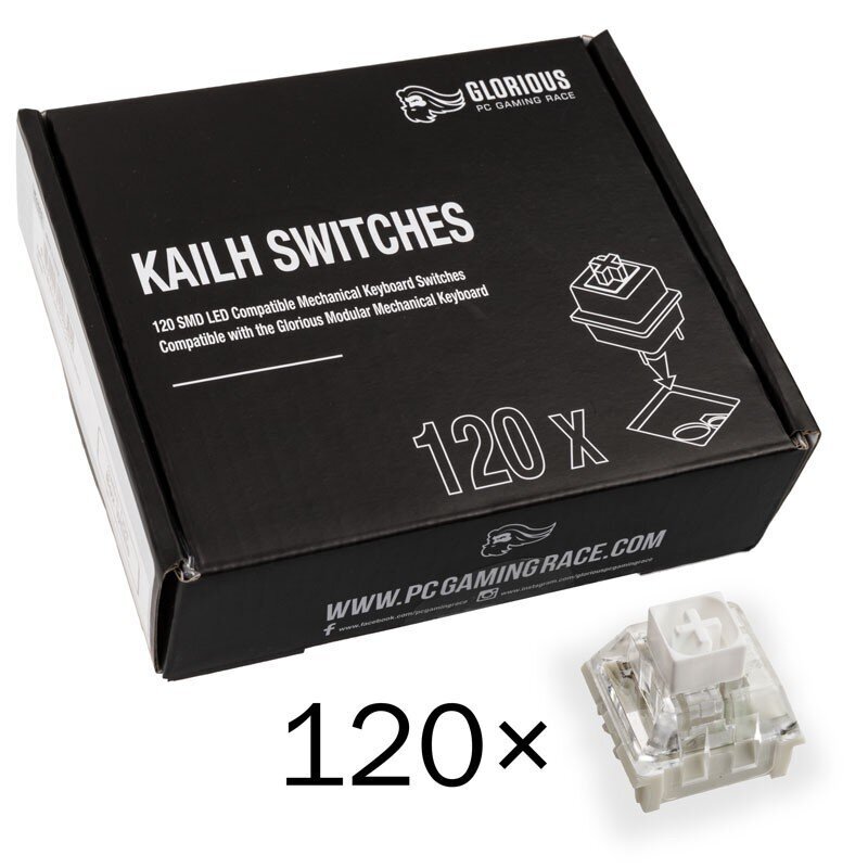 Glorious PC Gaming Race Kailh Box White Tactile & Clicky 120 vnt cena un informācija | Klaviatūras | 220.lv