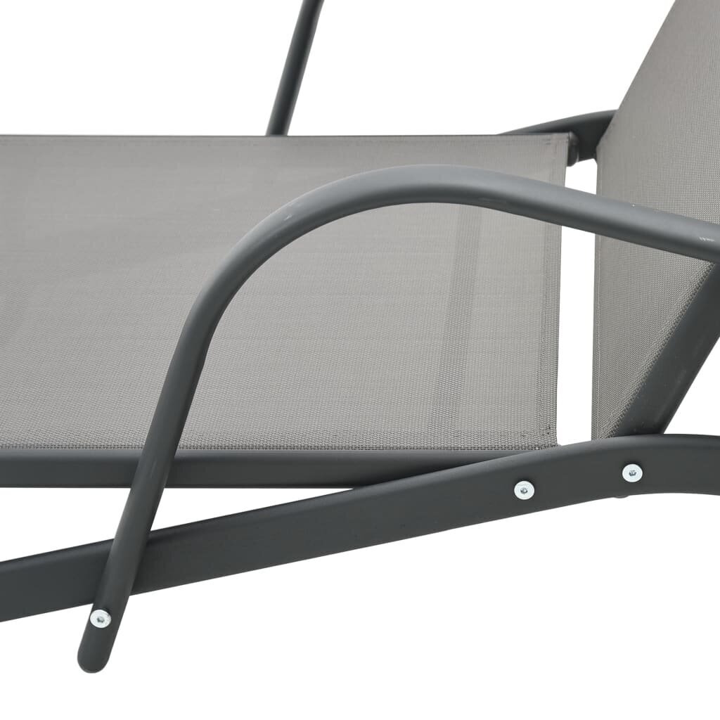vidaXL sauļošanās zviļņi, 2 gab., ar galdu, tekstilēns un tērauds cena un informācija | Sauļošanās krēsli | 220.lv